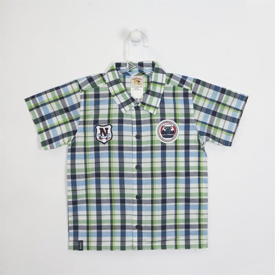 Camisa Nini Bambini Manga Curta - Azul+Verde