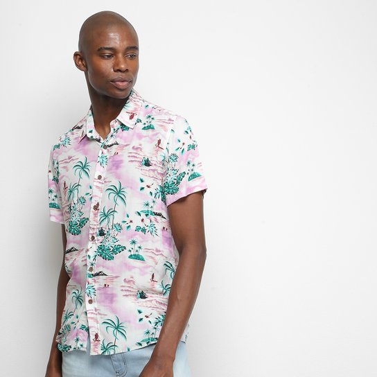 Camisa Pacific Blue Tropical Masculina - Rosa