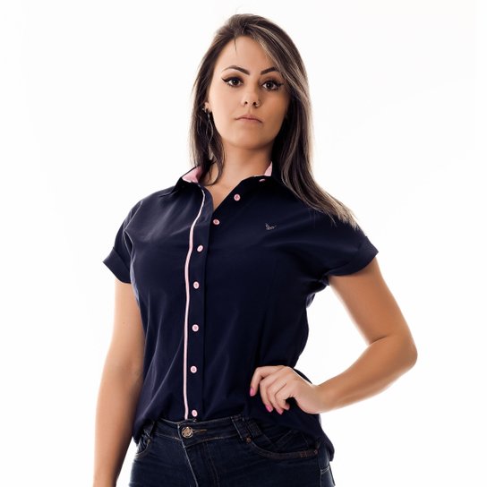 Camisa Pimenta Rosada da Brittany - Azul+Rosa