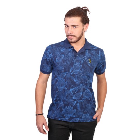 Camisa Polo Golf Club Full Print - Marinho