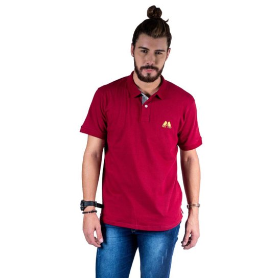 Camisa Polo Hipica Polo Club Estilo Classic Masculina - Vinho