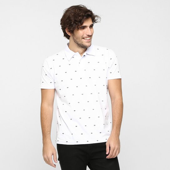 Camisa Polo Local Malha Diamante - Branco