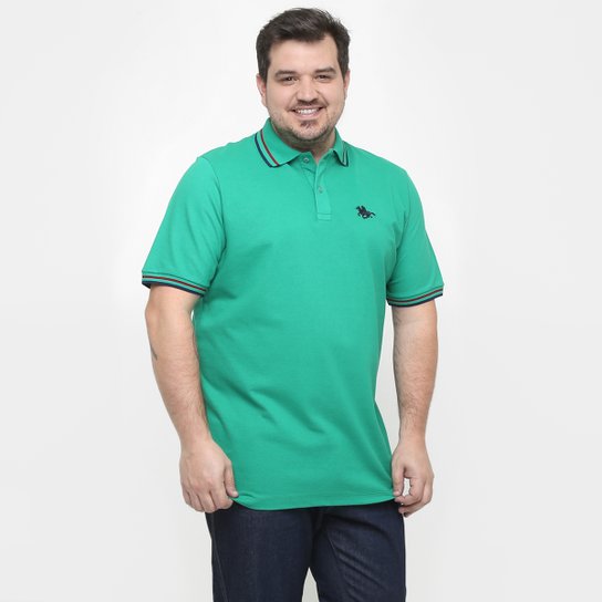 Camisa Polo RG 518 Piquet Frisos Bordada Plus Size - Verde