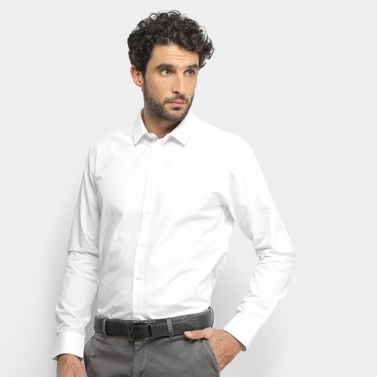 Camisa Social Manga Longa Forum Lisa Masculina - Branco
