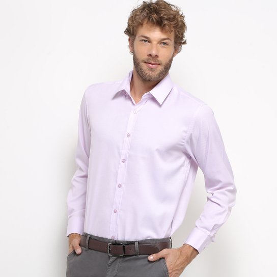 Camisa Social New Modern Series Manga Longa Masculina - Rosa