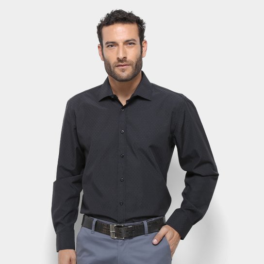 Camisa Watkins & Krown Manga Longa Mini Print Masculina - Preto