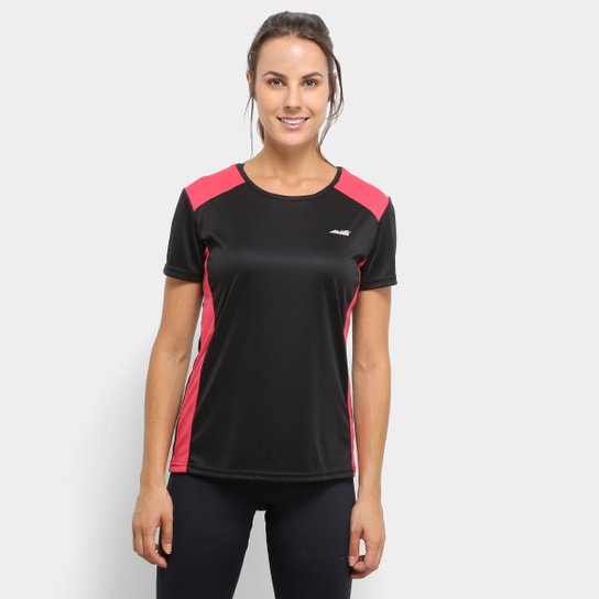 Camiseta Avia Leeds Feminina - Preto+Rosa
