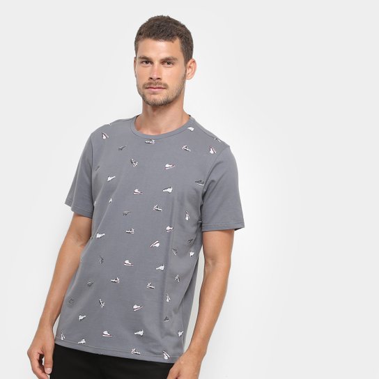 Camiseta Burn Sneakers Printed Masculina - Cinza