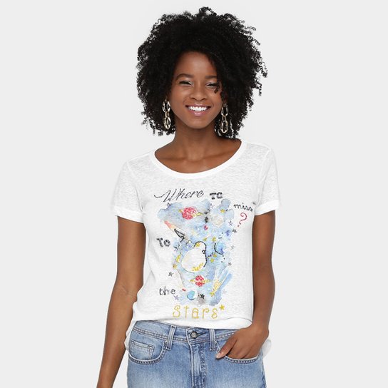 Camiseta Canal Planeta Bordada - Branco