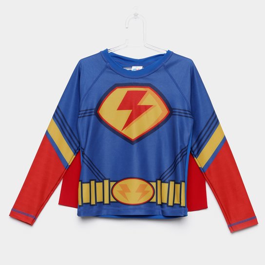 Camiseta de Praia Infantil Tip Top Herói com Capa Masculino - Azul Royal