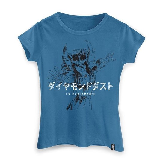 Camiseta Feminina Cavaleiros do Zodíaco Golpe Hyoga - Azul