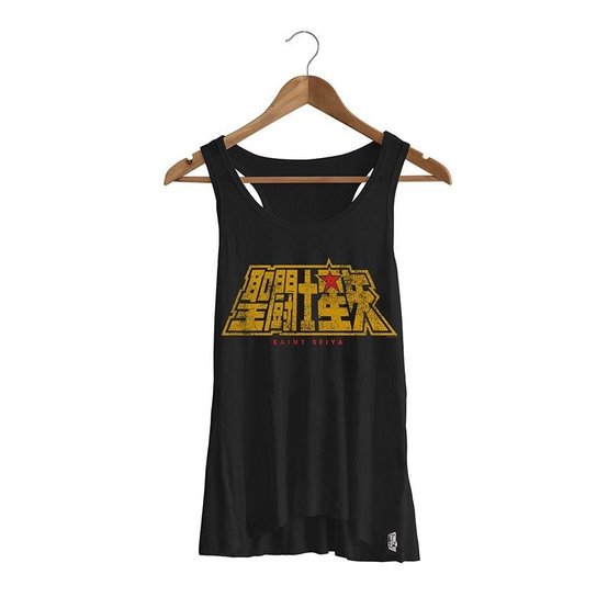 Camiseta Feminina Cavaleiros do Zodíaco Logo - Preto