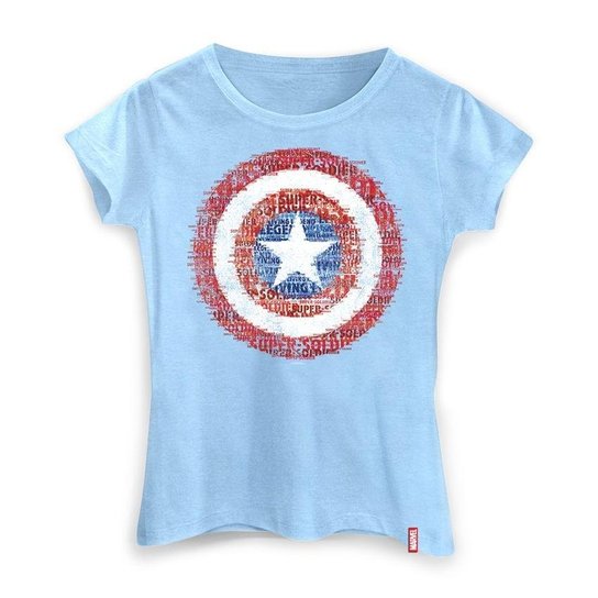Camiseta Feminina Marvel Escudo Super Soldado - Azul