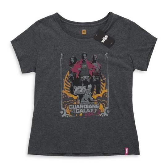 Camiseta Feminina Marvel Guardiões Volume 2 - Grafite