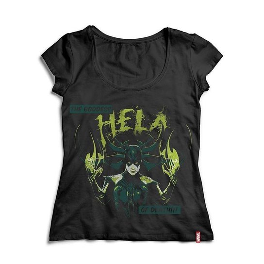 Camiseta Feminina Marvel Thor Ragnarok Hela - Preto