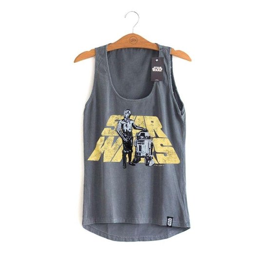 Camiseta Feminina Star Wars Droids - Cinza