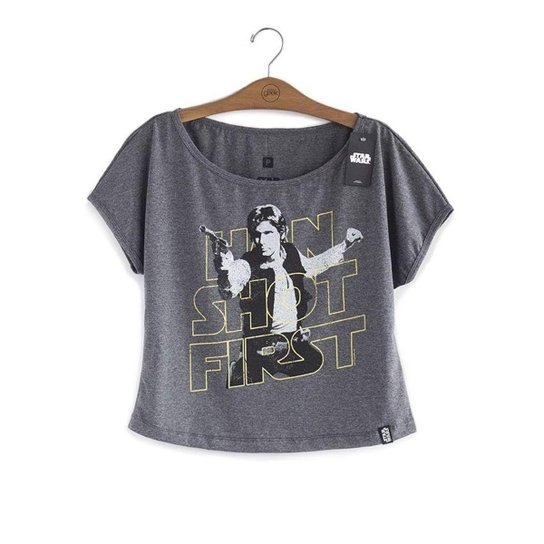 Camiseta Feminina Star Wars Han Shot First - Cinza