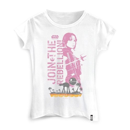 Camiseta Feminina Star Wars Rogue One Jyn Rebellion - Branco