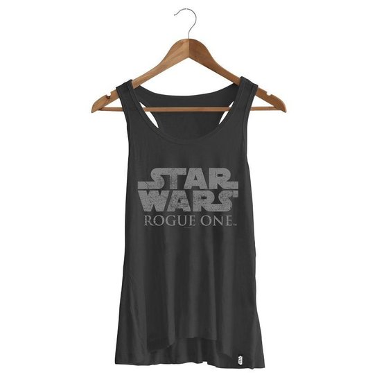 Camiseta Feminina Star Wars Rogue One Logo - Preto