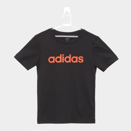 Camiseta Infantil Adidas Youth Boys Essentials Linear - Preto+Laranja