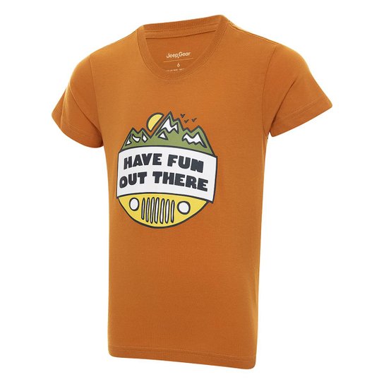 Camiseta Infantil JEEP Have Fun Masculina - Amarelo+Laranja