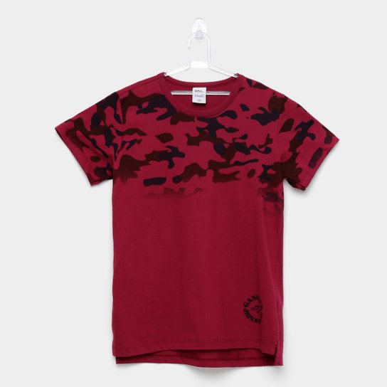 Camiseta Infantil Kamylus Camuflada Masculina - Vinho