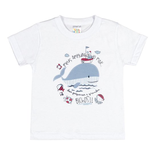 Camiseta Infantil Pulla Bulla Meia Malha Masculino - Branco