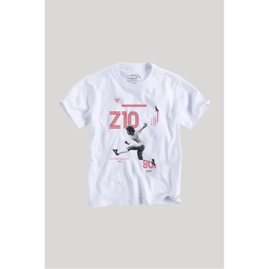 Camiseta Infantil Reserva Mini Zico Z10 Masculina - Branco