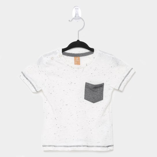 Camiseta Infantil Up Baby Botonê Bolso Masculina - Off White