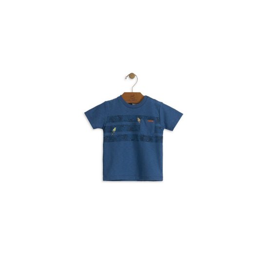 Camiseta Infantil Up Baby Com Bolso Lateral Masculina - Azul Royal