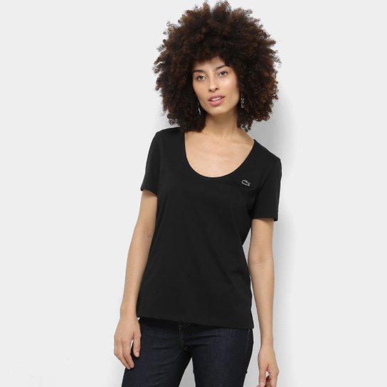 Camiseta Lacoste Básica Feminina - Preto