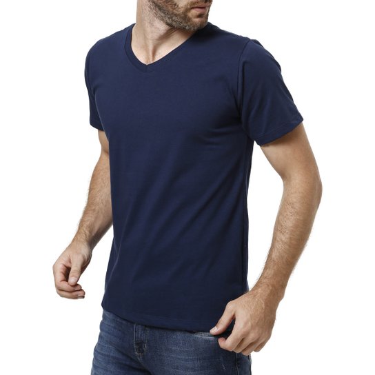 Camiseta Manga Curta Masculina Azul - Azul+Marinho