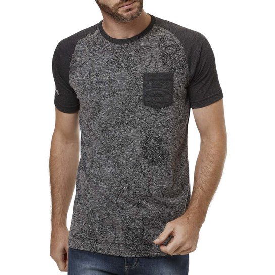 Camiseta Manga Curta Masculina Gangster Vermelho - Cinza