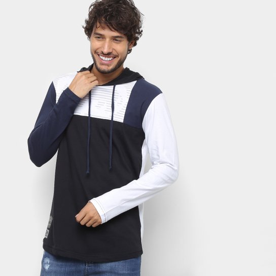 Camiseta Manga Longa Ecko Especial Masculina - Branco+Preto