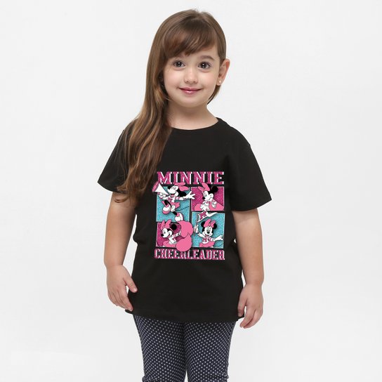 Camiseta Minnie Cheerleader - Preto
