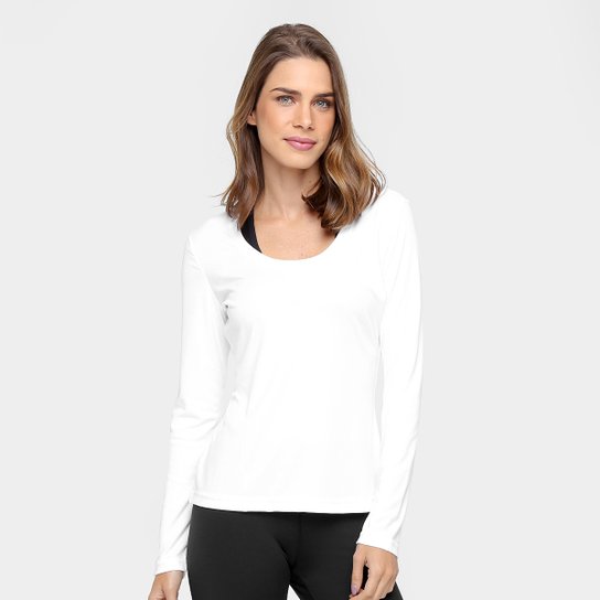 Camiseta Olympikus Essential Manga Longa Feminina - Branco