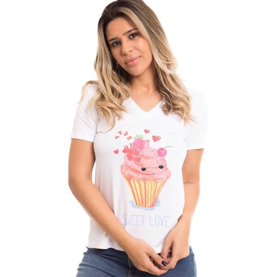 Camiseta Osmoze Daniela Cristina Cupcake Feminina - Branco