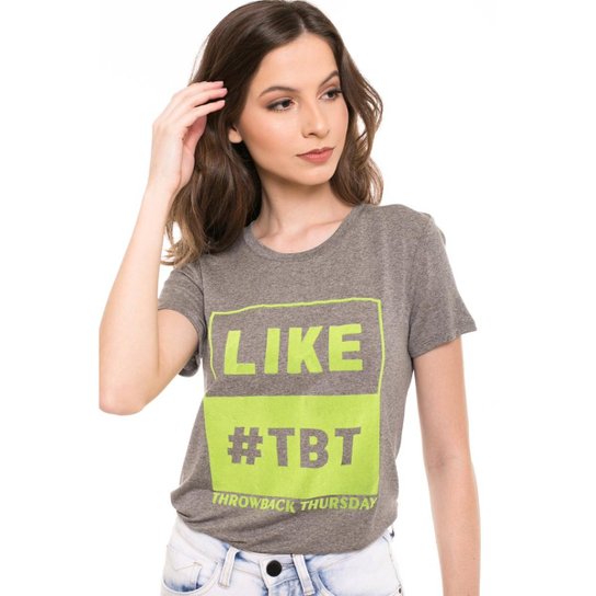 Camiseta Osmoze Daniela Cristina Like Tbt Feminina - Cinza