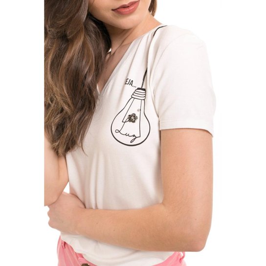 Camiseta Osmoze Daniela Cristina Seja Luz Feminina - Branco