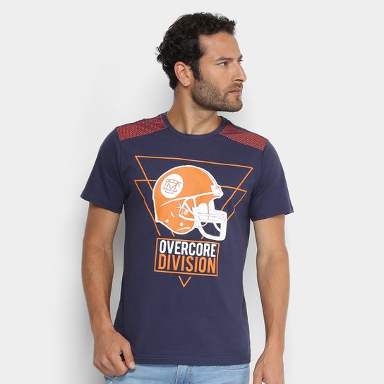 Camiseta Overcore Estampada Masculina - Marinho