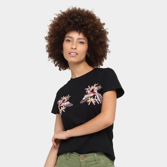 Camiseta Queen's Bordada Feminina - Preto