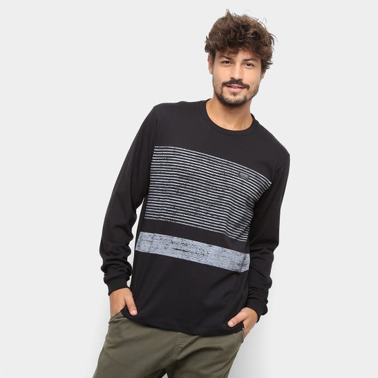 Camiseta Quiksilver BAS Tijuana Manga Longa - Masculina - Preto