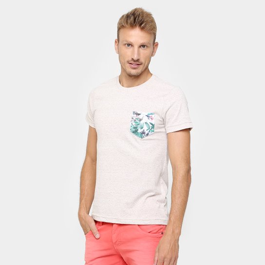 Camiseta Rock E Soda Bolso Tropical - Bege