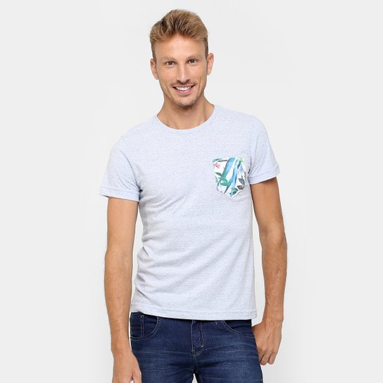 Camiseta Rock E Soda Bolso Tropical - Azul Claro