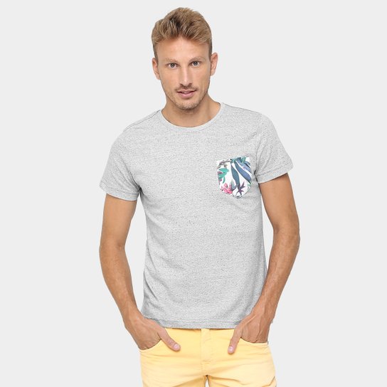 Camiseta Rock E Soda Bolso Tropical - Cinza