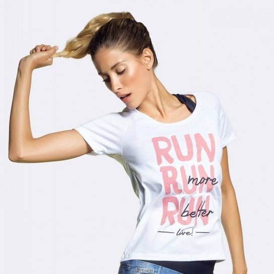 Camiseta Run em Rush - Branco+Rosa