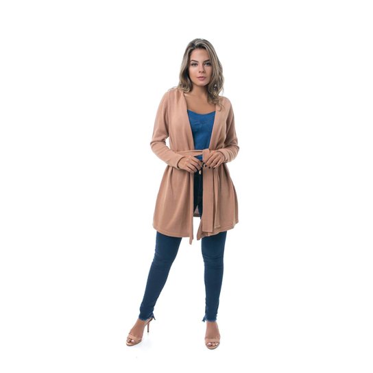 Cardigan Tricot PKD Feminino - Bege