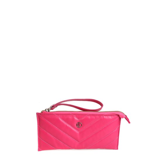 Carteira Couro Dumond Matelassê Logo Feminina - Pink