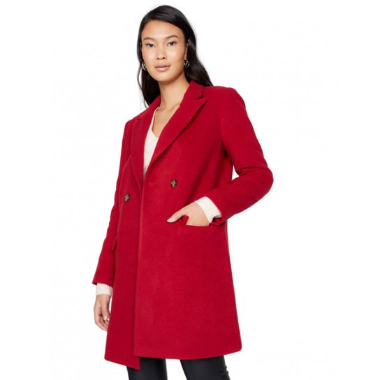 Casaco Amaro Midi Dois Botões Feminino - Vermelho