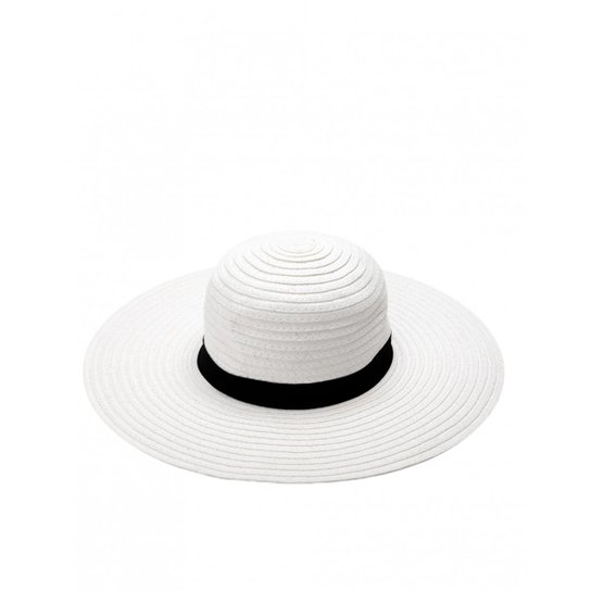 Chapéu Amaro Aba Larga Com Faixa Feminino - Branco